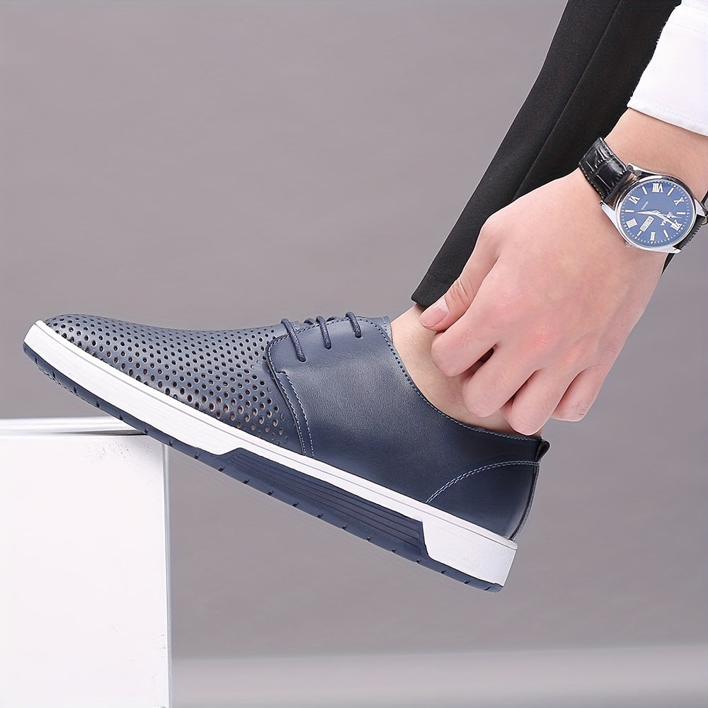 Breathable Men's Oxford Sneakers: Elegant & Versatile, Solid-Color Lace-Ups for Office, Weddings, and Outdoor - Comfortable All-Season Wear