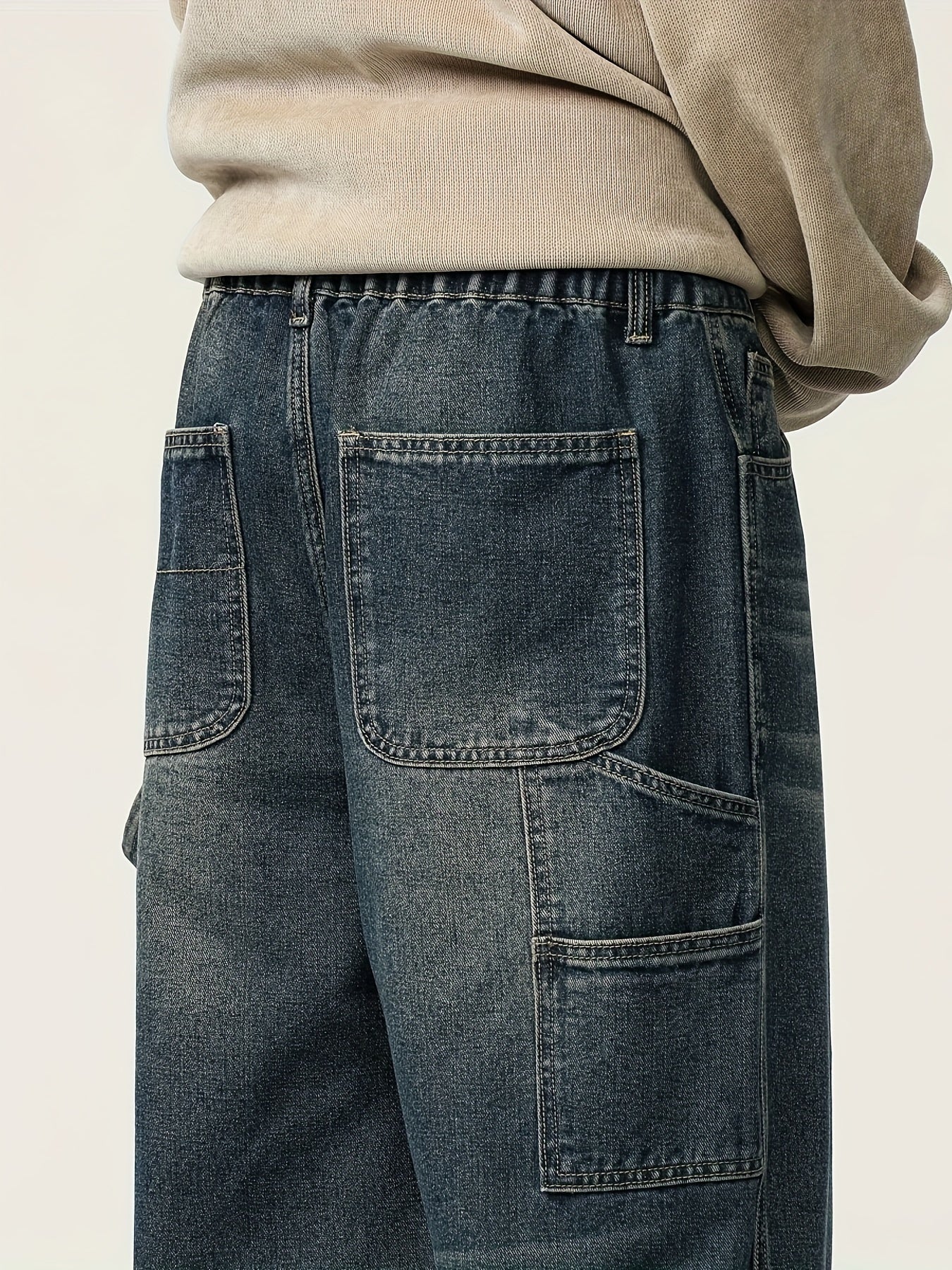 Men's Casual Loose-Fit Cotton Pants | Multi-Pocket Outdoor Utility | Non-Sheer Woven Fabric | Ideal for Spring/Fall
