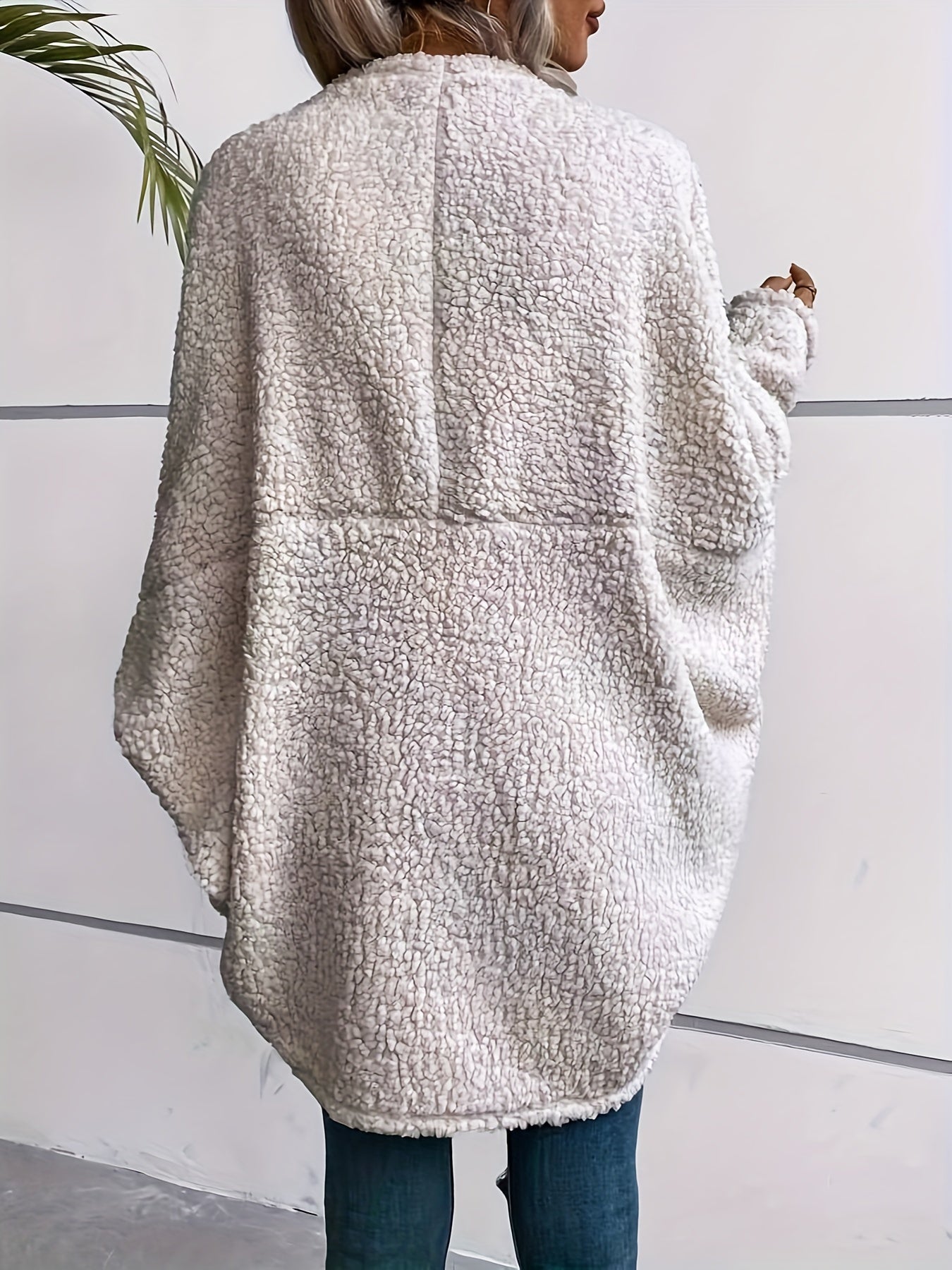 Stylish Batwing Sleeve Jacket - Soft, Solid Color, Open Front, Elegant Design, Warm Winter & Fall Wear, Women's Clothing, Versatile Outerwear for Daily Life