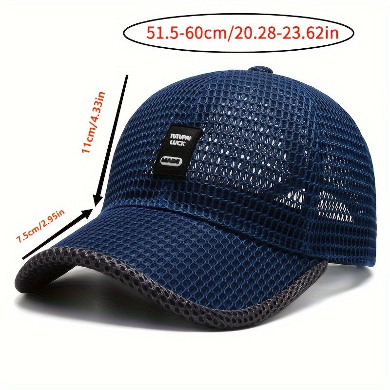 Mens Ventilated Mesh Baseball Cap - Lightweight & Sun Protective Dad Hat for Outdoor Adventures - Stylish Snapback Trucker Cap with Adjustable Fit
