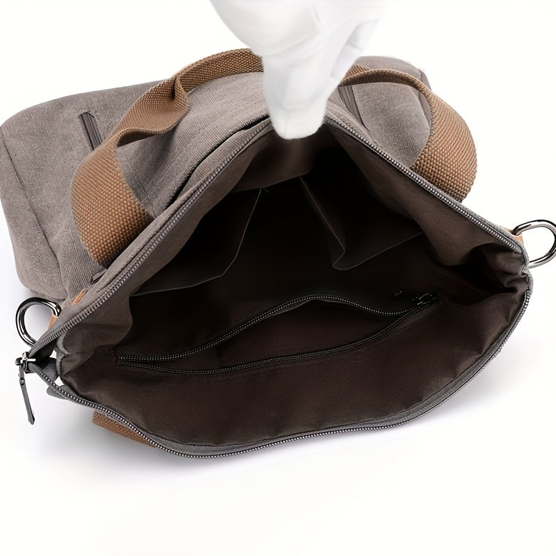 Spacious Canvas Tote Bag - Sturdy & Lightweight for Everyday Use - Versatile Crossbody Style