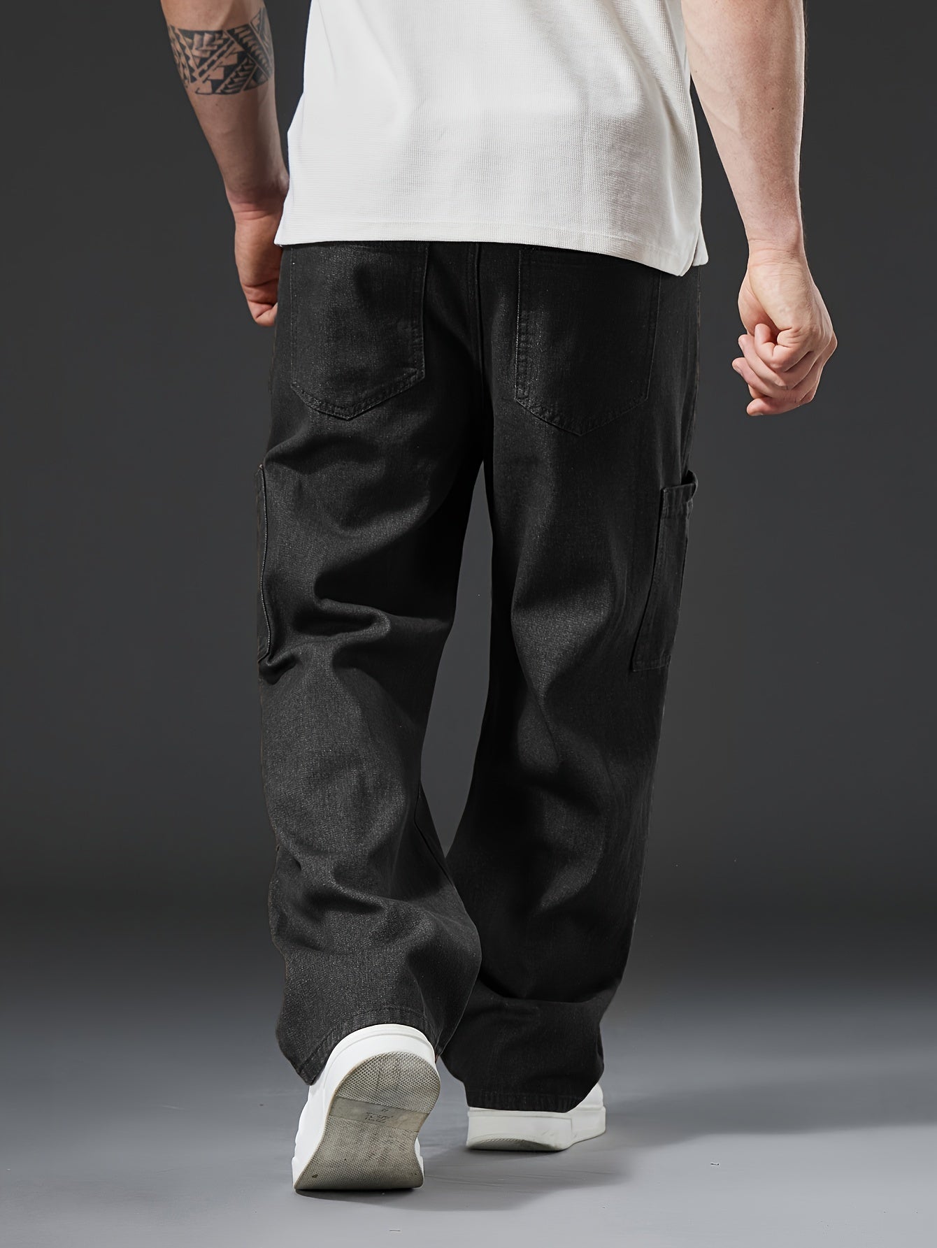 Relaxed Fit Mens Cargo Pants - Multi-Pocket, Washed, Non-Stretch Denim with Comfortable Causal Style for Outdoor Activities All-Year-Round
