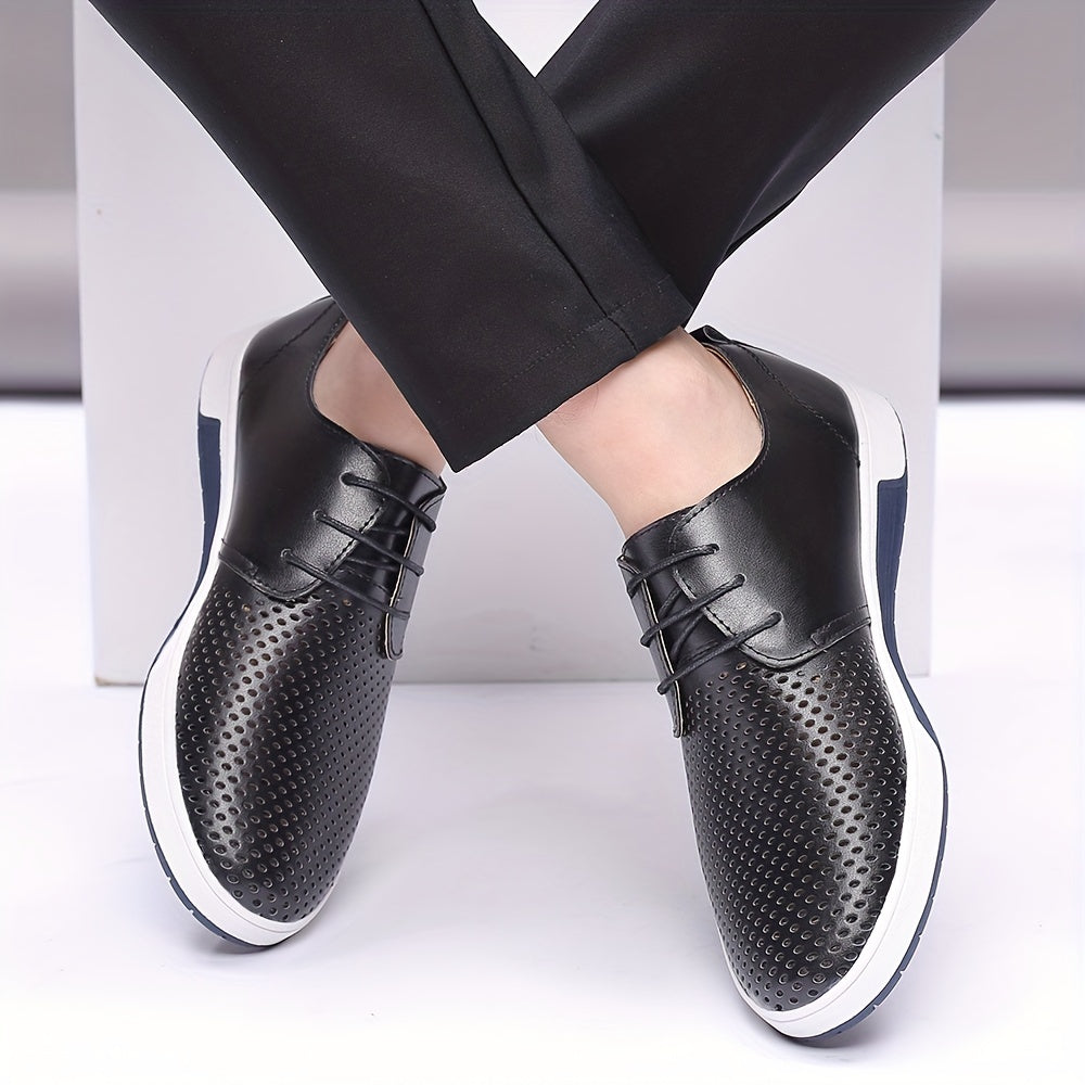 Breathable Men's Oxford Sneakers: Elegant & Versatile, Solid-Color Lace-Ups for Office, Weddings, and Outdoor - Comfortable All-Season Wear