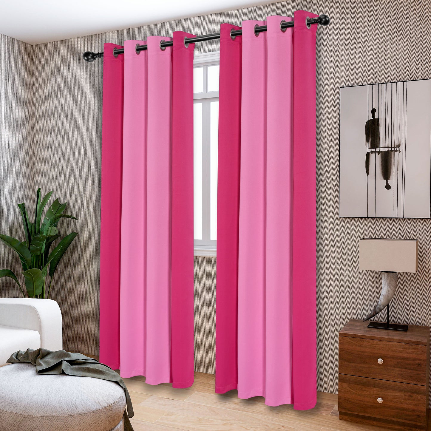1pc Stylish Double Color Block Blackout Curtains for Living Room and Bedroom - Perfect for Room Decor and Home Decor