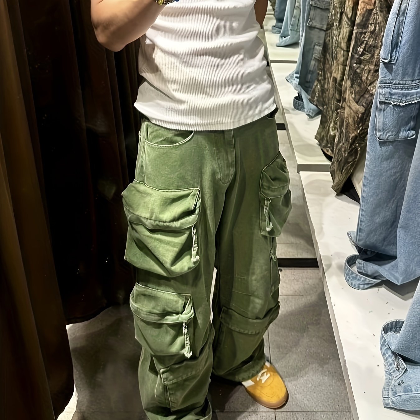 Relaxed Fit Men's Cargo Trousers - 100% Cotton, Multiple Pockets, Breathable, Comfortable, Casual Wear, Loose Fit, Ideal for Outdoor Activities - Soft, Durable, and Practical Pants for Everyday Use