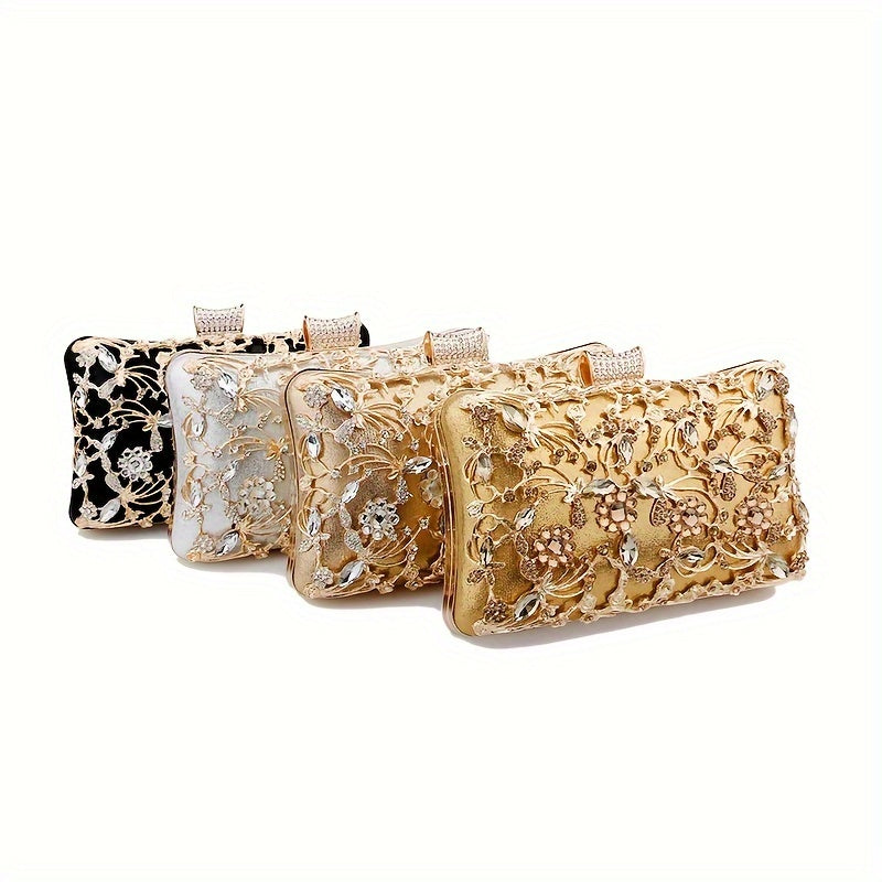 Elegant Rhinestone Evening Bag, Classic Banquet Handbag, Women's Formal Dinner Purse For Wedding Party Prom