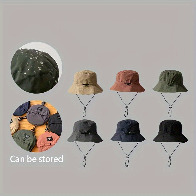1pc Foldable Portable Sunshade Bucket Hat - Waterproof, Quick Drying, Adjustable Backpack Buckle, Breathable, Lightweight, Versatile Outdoor Mountaineering Hat for Men and Women - Perfect for Fishing, Hiking, Camping, Traveling