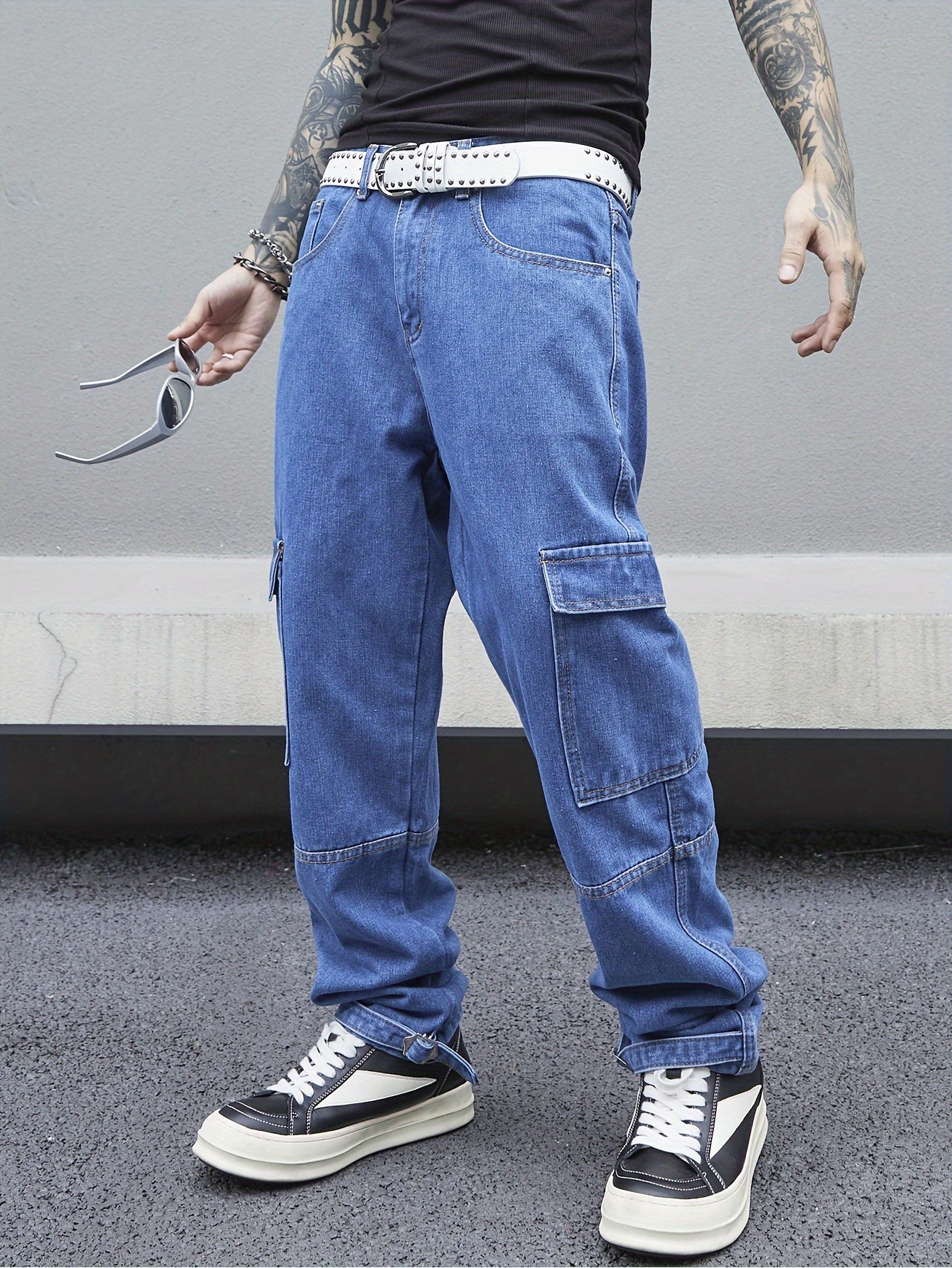 Men's Loose Fit Wide Leg Jeans, Men's Stylish Comfy Denim Pants, Street Style Fashion