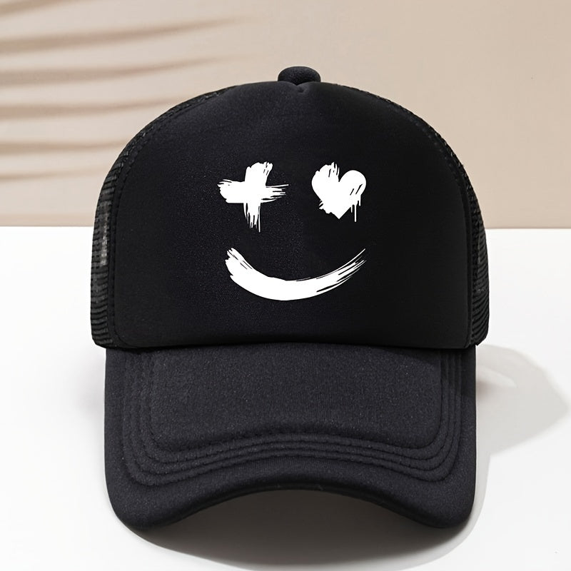 Summer Fun Cartoon Print Baseball Cap - Stylish Mesh Peaked Cap for Men and Women - Breathable, Adjustable, and Sunshade Cap for Outdoor Activities