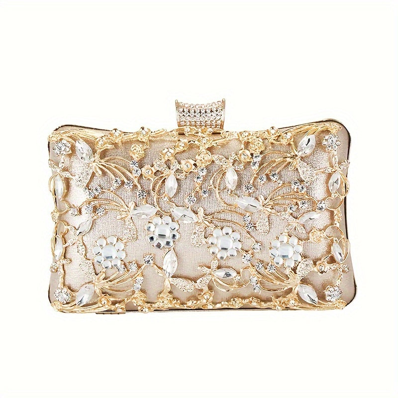 Elegant Rhinestone Evening Bag, Classic Banquet Handbag, Women's Formal Dinner Purse For Wedding Party Prom