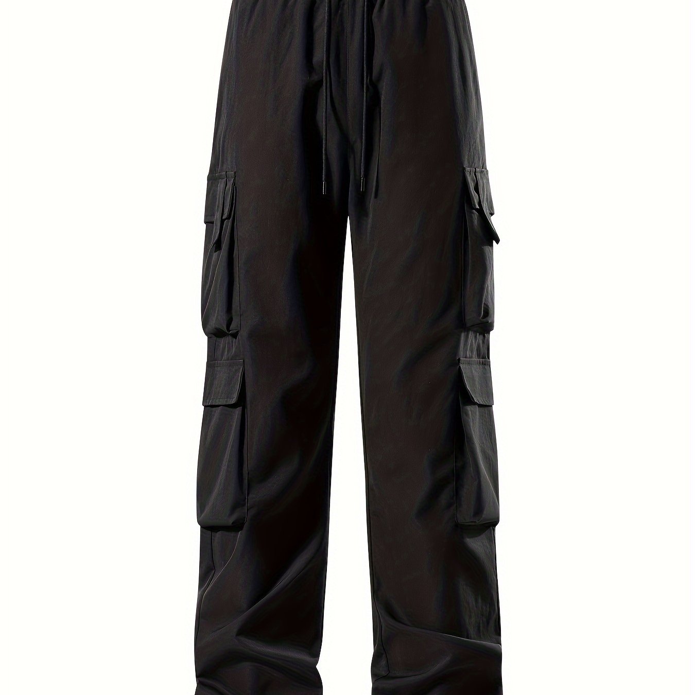 Mens Comfortable Loose Solid Cargo Pants - Multiple Spacious Pockets, Adjustable Casual Drawstring Waistband, Comfortable Loose Fit - Perfect for Outdoor Enthusiasts and Adventurers