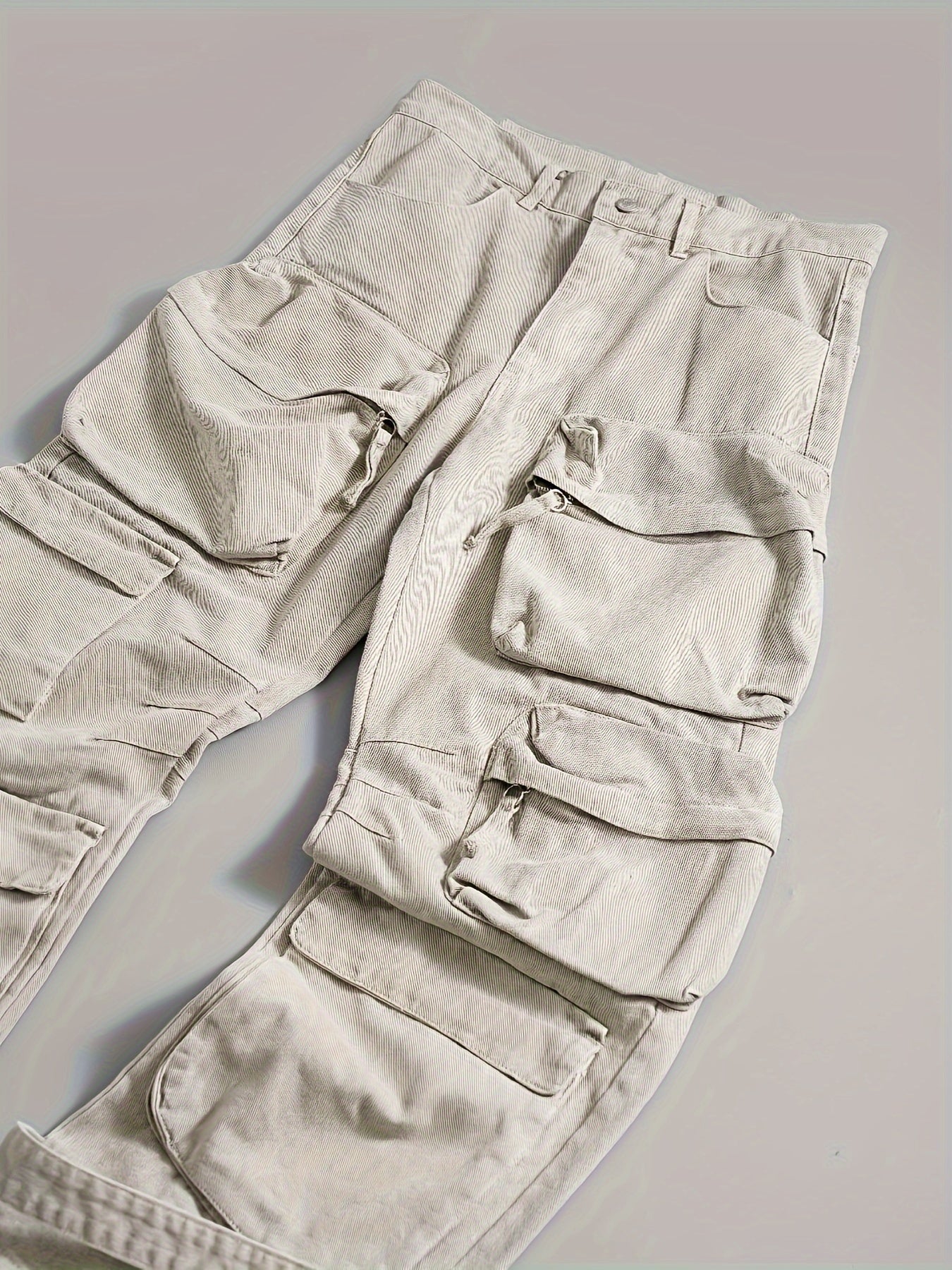 Relaxed Fit Men's Cargo Trousers - 100% Cotton, Multiple Pockets, Breathable, Comfortable, Casual Wear, Loose Fit, Ideal for Outdoor Activities - Soft, Durable, and Practical Pants for Everyday Use