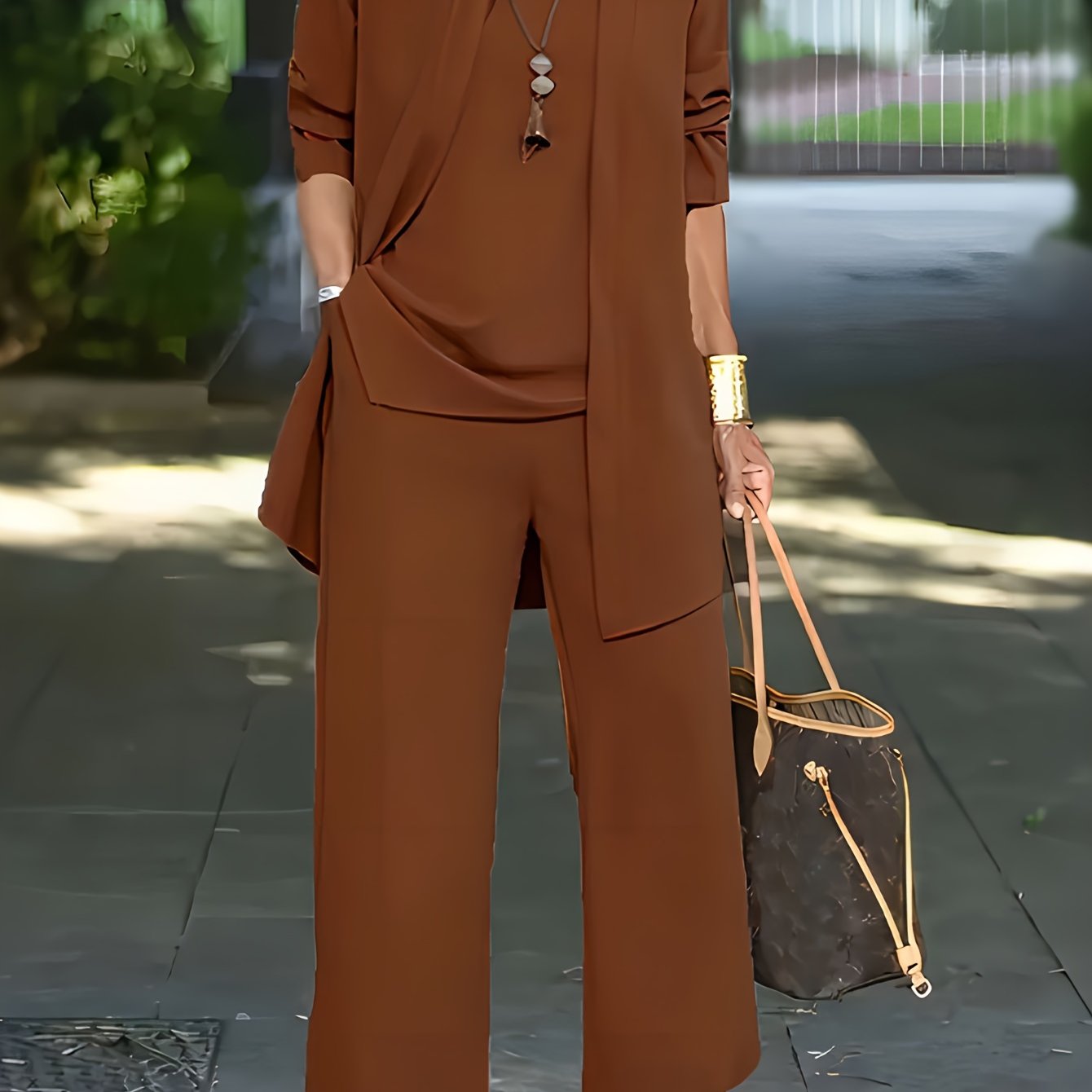 LOVECCR Casual Three-piece Solid Set, Long Sleeve Cardigan & Top & Long Pants Outfits, Women's Clothing