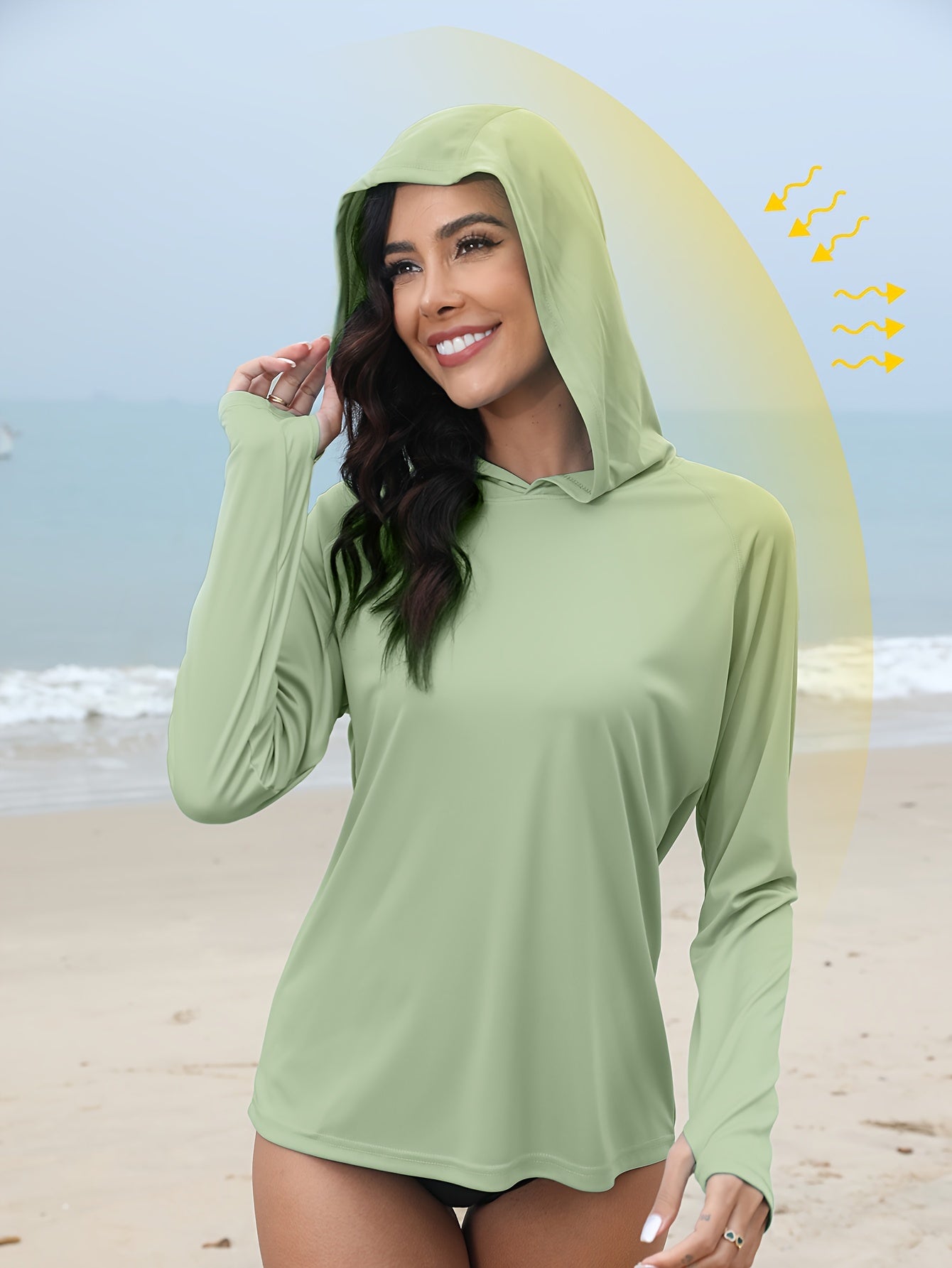Women's UPF 50+ Sun Protection Hooded Shirt - Long Sleeve, Moisture-Wicking, Quick-Drying, Breathable, Lightweight - Perfect for Hiking, Fishing, Outdoor Fitness, Running, and Casual Wear