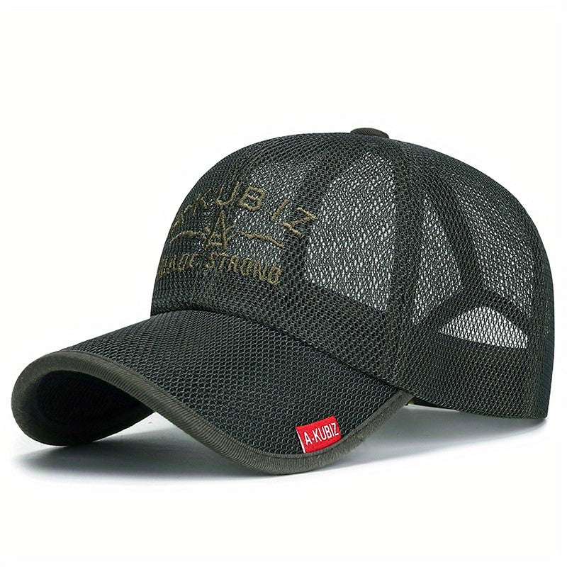 Men's Fashion Breathable Letter Mesh Baseball Cap, Outdoor Fishing Cap, Sun Hat