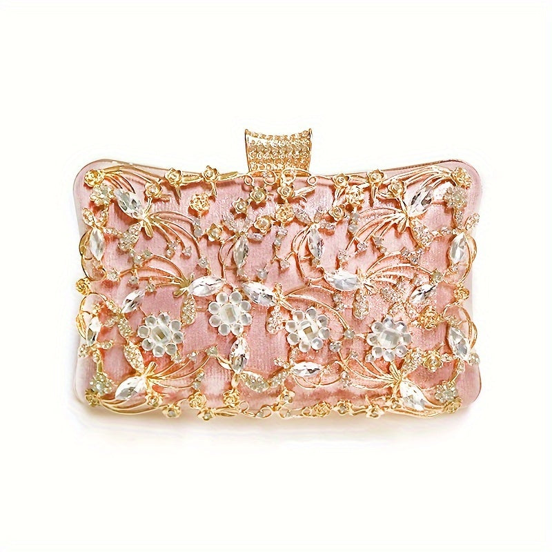 Elegant Rhinestone Evening Bag, Classic Banquet Handbag, Women's Formal Dinner Purse For Wedding Party Prom