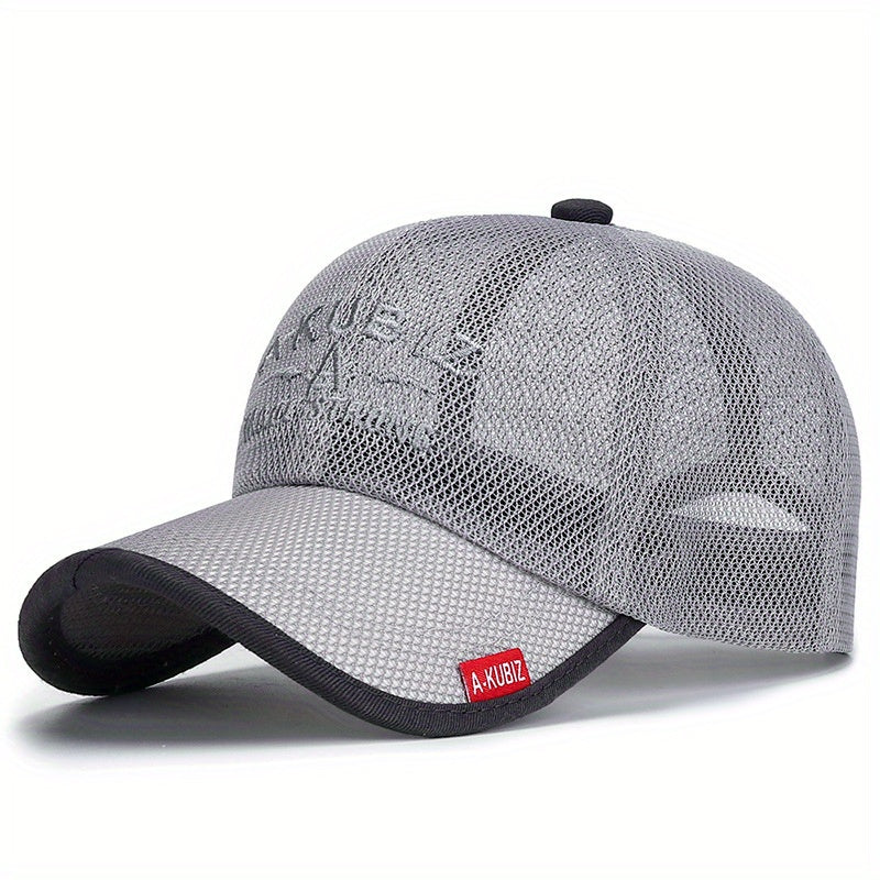 Men's Fashion Breathable Letter Mesh Baseball Cap, Outdoor Fishing Cap, Sun Hat