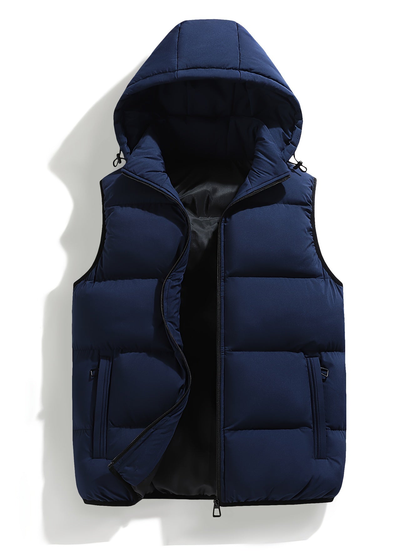 Vibrant Solid Color Zipper Hooded Vest - Water-Resistant, Casual, Pockets, Drawstring, Sleeveless, Windbreaker Outwear for Fall & Winter - Women's Comfortable Clothing for Daily Wear
