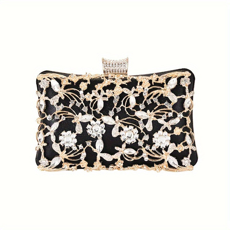 Elegant Rhinestone Evening Bag, Classic Banquet Handbag, Women's Formal Dinner Purse For Wedding Party Prom