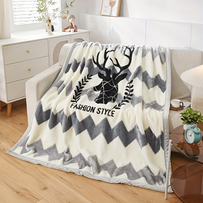 Luxurious Double-Layered Coral Fleece Throw Blanket - Soft, Thick & Cozy for Winter Comfort | Vintage Animal Design