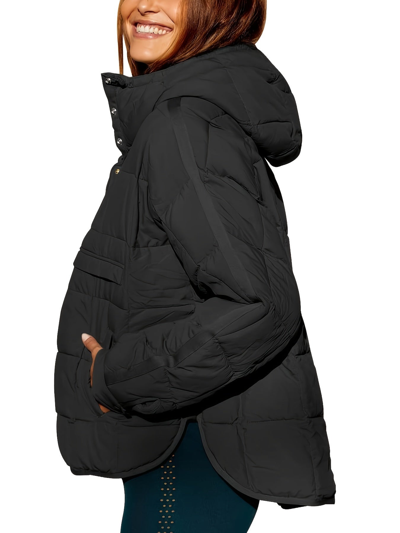 Womens Stylish Solid Hooded Winter Coat - Cozy Fleece Lined, Long Sleeve, Warm Outerwear for Fall & Winter - Versatile Casual Style
