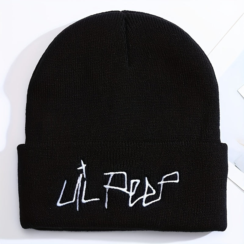 Trendy Embroidered Acrylic Beanie - Unisex Street Style, Comfortable Warmth for Winter & Autumn
