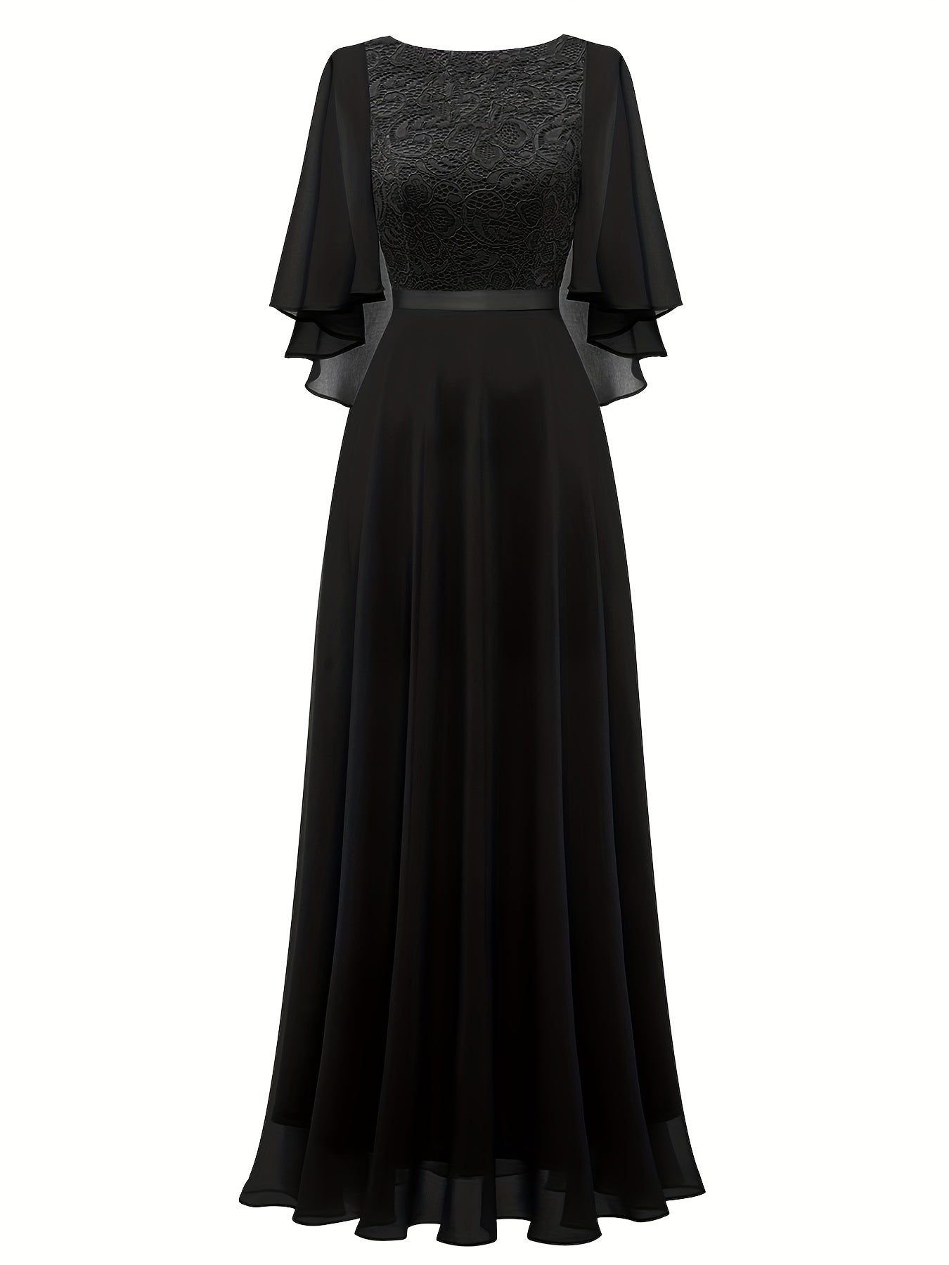 LOVECCR Timeless Solid Lace Aline Bridesmaid Dress - Chic Crew Neckline, Flattering Wedding Party Gown - Premium Womens Fashion