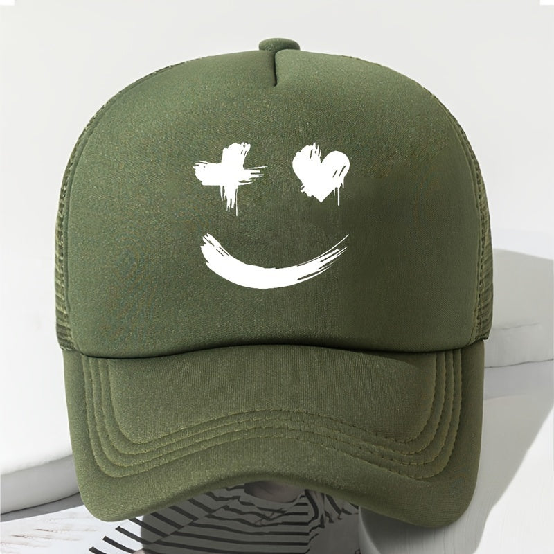 Summer Fun Cartoon Print Baseball Cap - Stylish Mesh Peaked Cap for Men and Women - Breathable, Adjustable, and Sunshade Cap for Outdoor Activities
