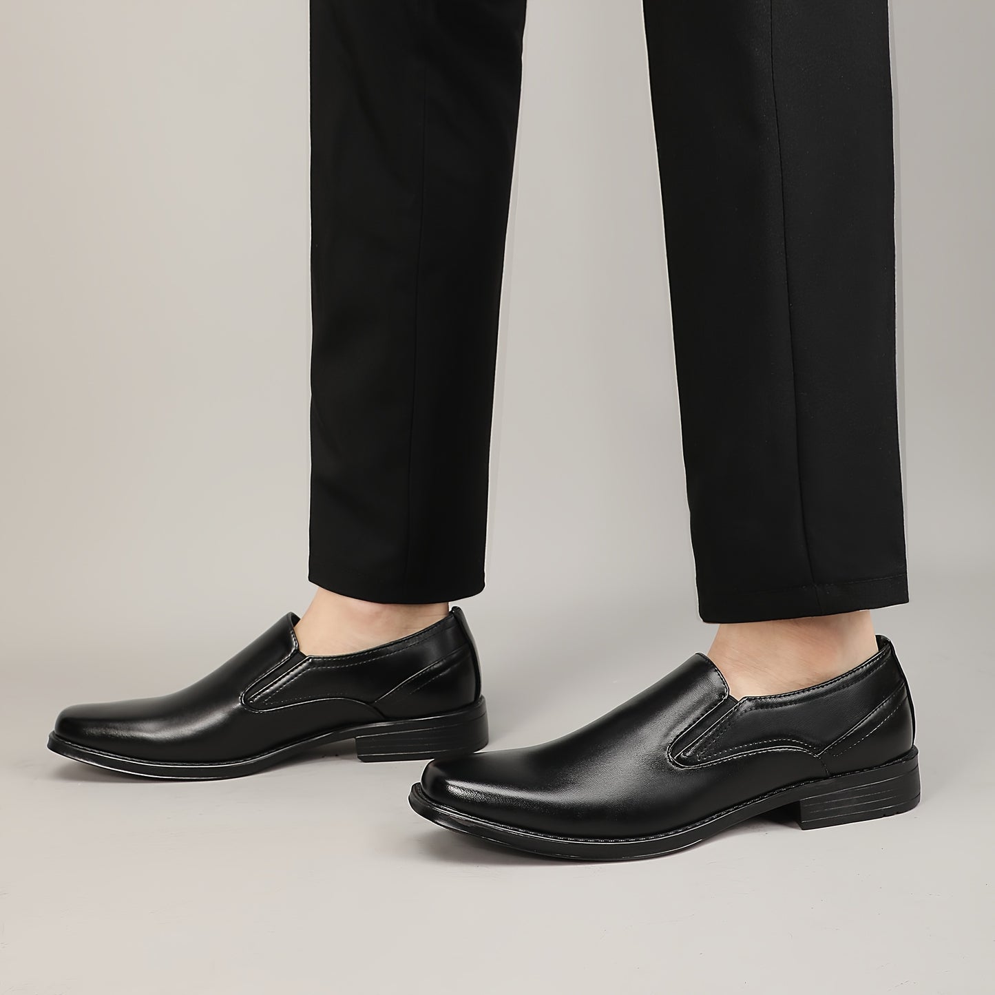 PLUS SIZE Mens Premium Solid Slip-On Dress Shoes - Comfortable & Durable for Business - Breathable, Wear-resistant, Anti-Skid - Perfect for Spring, Summer, and Autumn