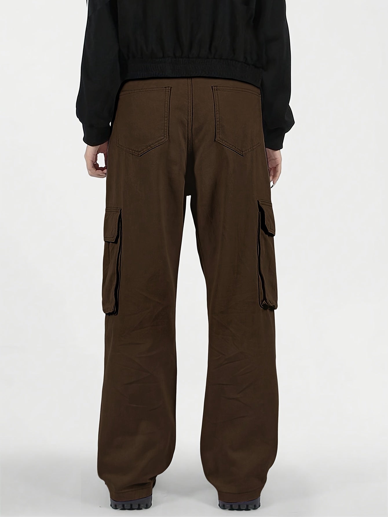 Mens Relaxed Cargo Pants - Comfort Drawstring, Trendy Solid Colors, Roomy Pockets for Casual Style