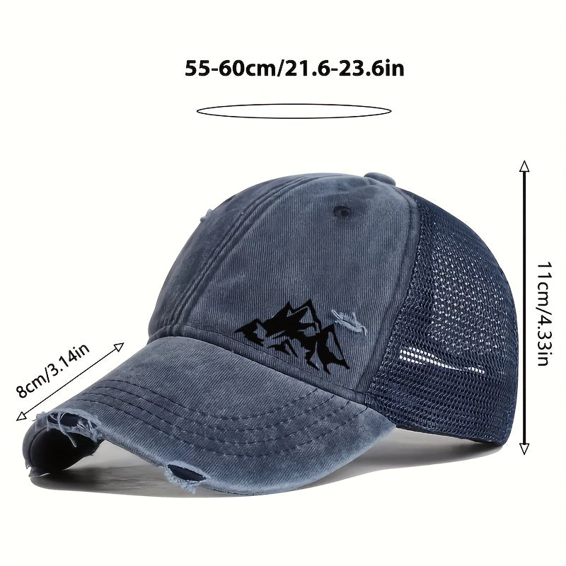 1pc Unisex Lightweight Solid Color Sports Baseball Cap with Hill Print Pattern - Adjustable Fit, Perfect for Outdoor Sports and Ideal Gift Choice