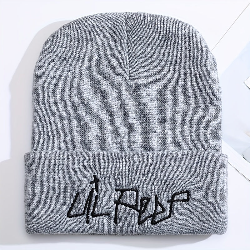Trendy Embroidered Acrylic Beanie - Unisex Street Style, Comfortable Warmth for Winter & Autumn