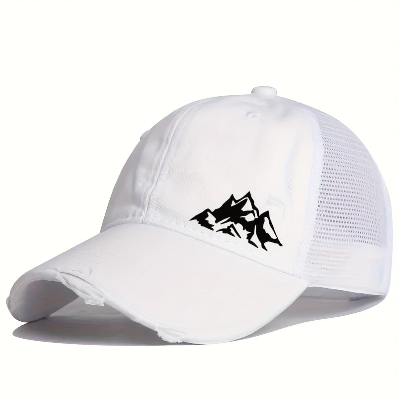 1pc Unisex Lightweight Solid Color Sports Baseball Cap with Hill Print Pattern - Adjustable Fit, Perfect for Outdoor Sports and Ideal Gift Choice