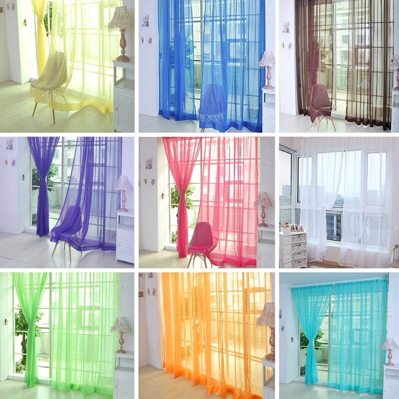 2pcs Vibrant Floral Sheer Voile Curtains - Lightweight, Breathable Window Panels for Living Room & Bedroom Decor, 78.7" x 39.4", Easy Care