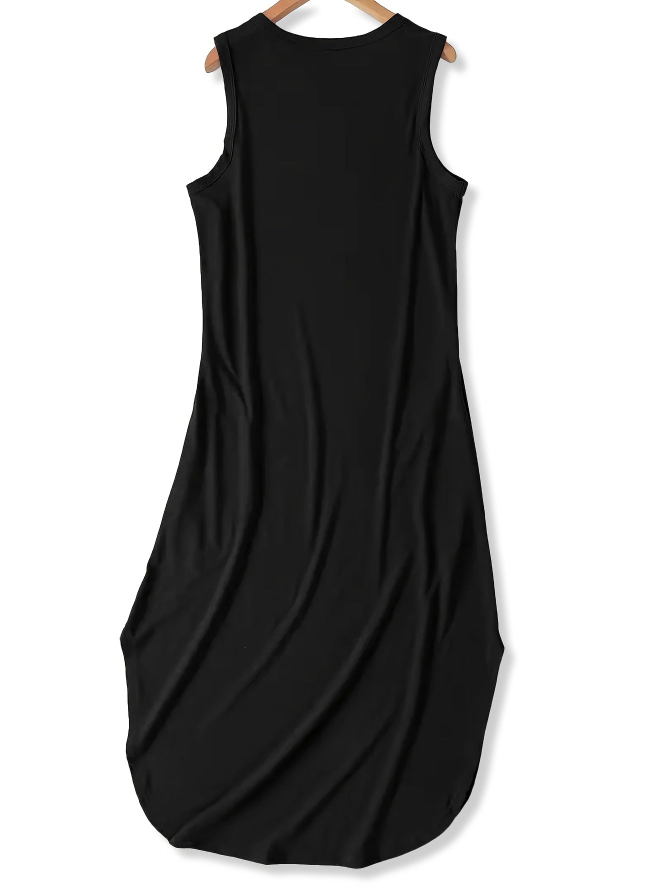 Fleet Wood Mac Print Sleeveless Tee Dress, Casual Tank Dress For Spring & Summer, Women's Clothing