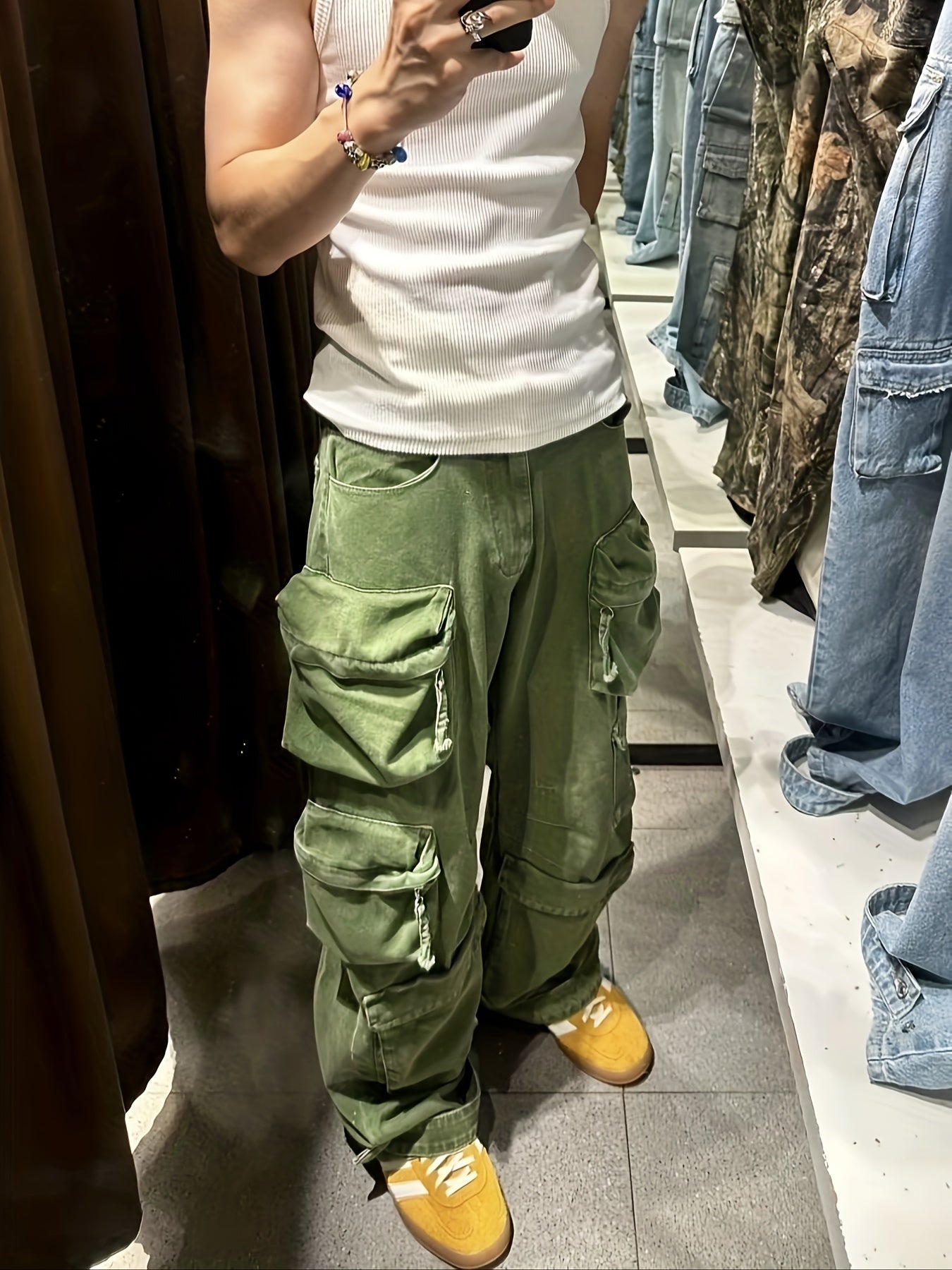 Relaxed Fit Men's Cargo Trousers - 100% Cotton, Multiple Pockets, Breathable, Comfortable, Casual Wear, Loose Fit, Ideal for Outdoor Activities - Soft, Durable, and Practical Pants for Everyday Use