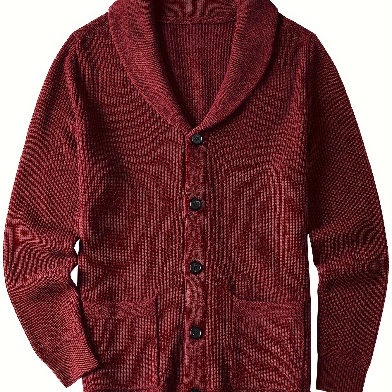 Plus Size Mens Soft Knit Cardigan Sweater - Classic Shawl Collar, Warm and Cozy with Pockets - Elegant Coat Style for Winter and Fall Seasons
