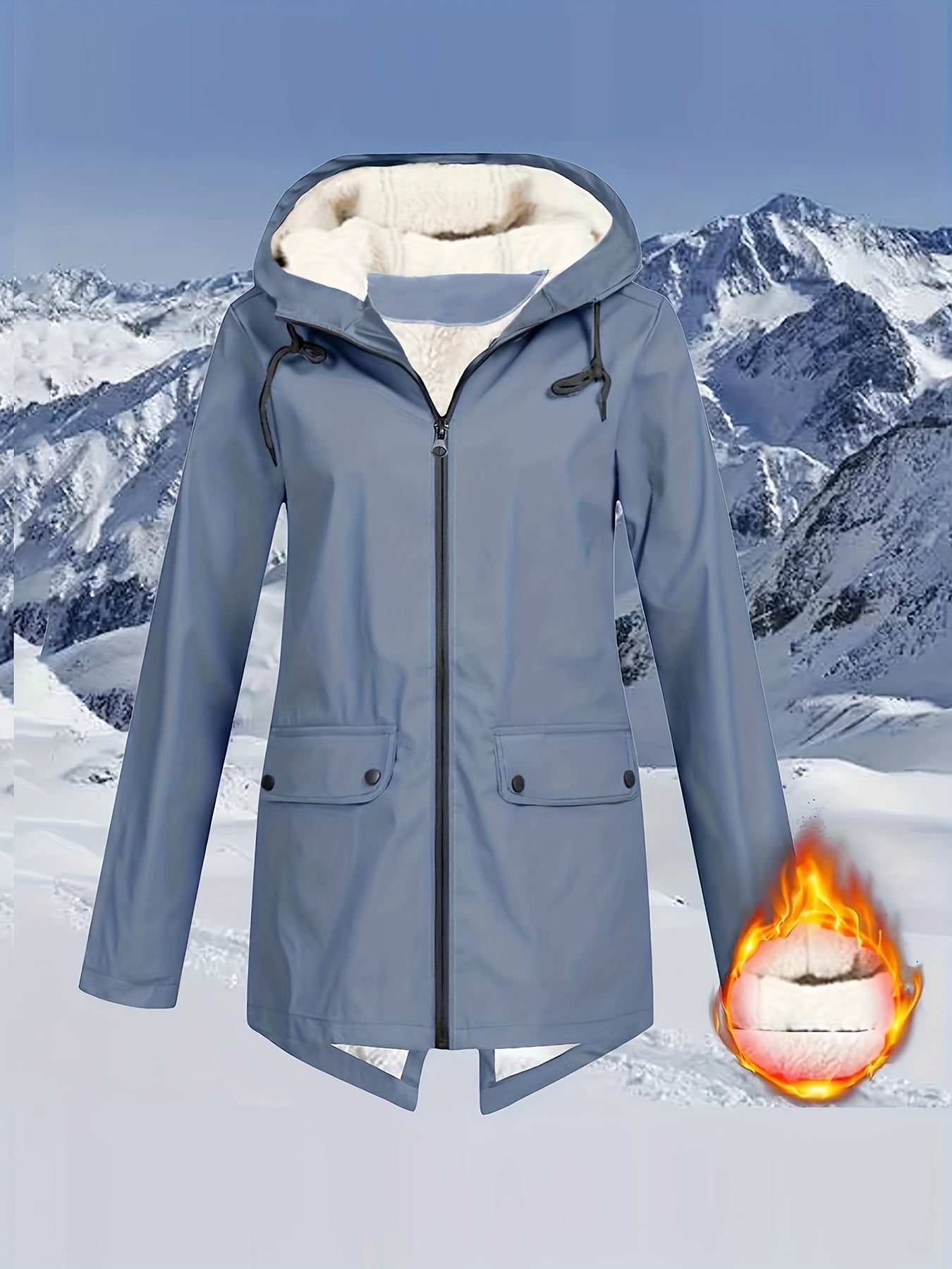 Womens Quilted Fleece Zip-Up Hooded Jacket - Wind-resistant, Adjustable Drawstring, Stylish Solid Colors - Ultra-Comfortable, Long Sleeve Outerwear for Casual Daily Wear