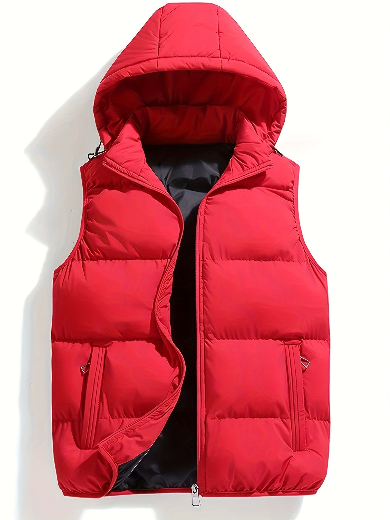 Vibrant Solid Color Zipper Hooded Vest - Water-Resistant, Casual, Pockets, Drawstring, Sleeveless, Windbreaker Outwear for Fall & Winter - Women's Comfortable Clothing for Daily Wear