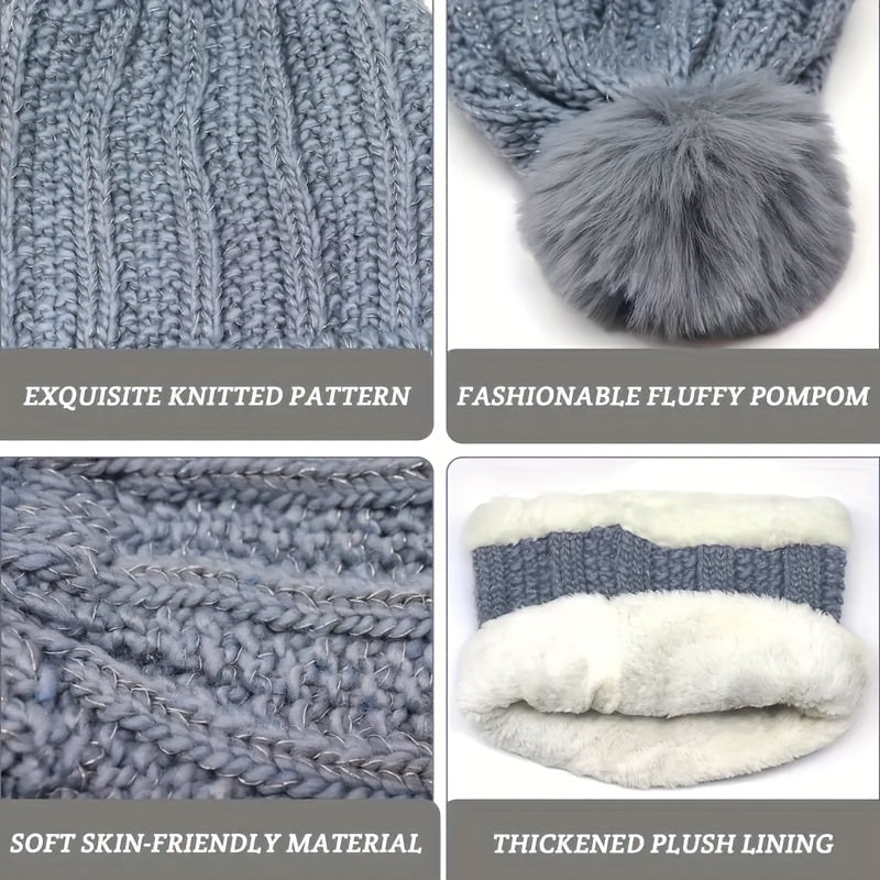 Cozy Winter Hat Scarf Gloves Set: Keep Warm in Style with Our Knit Accessories - Perfect for Outdoor Adventures