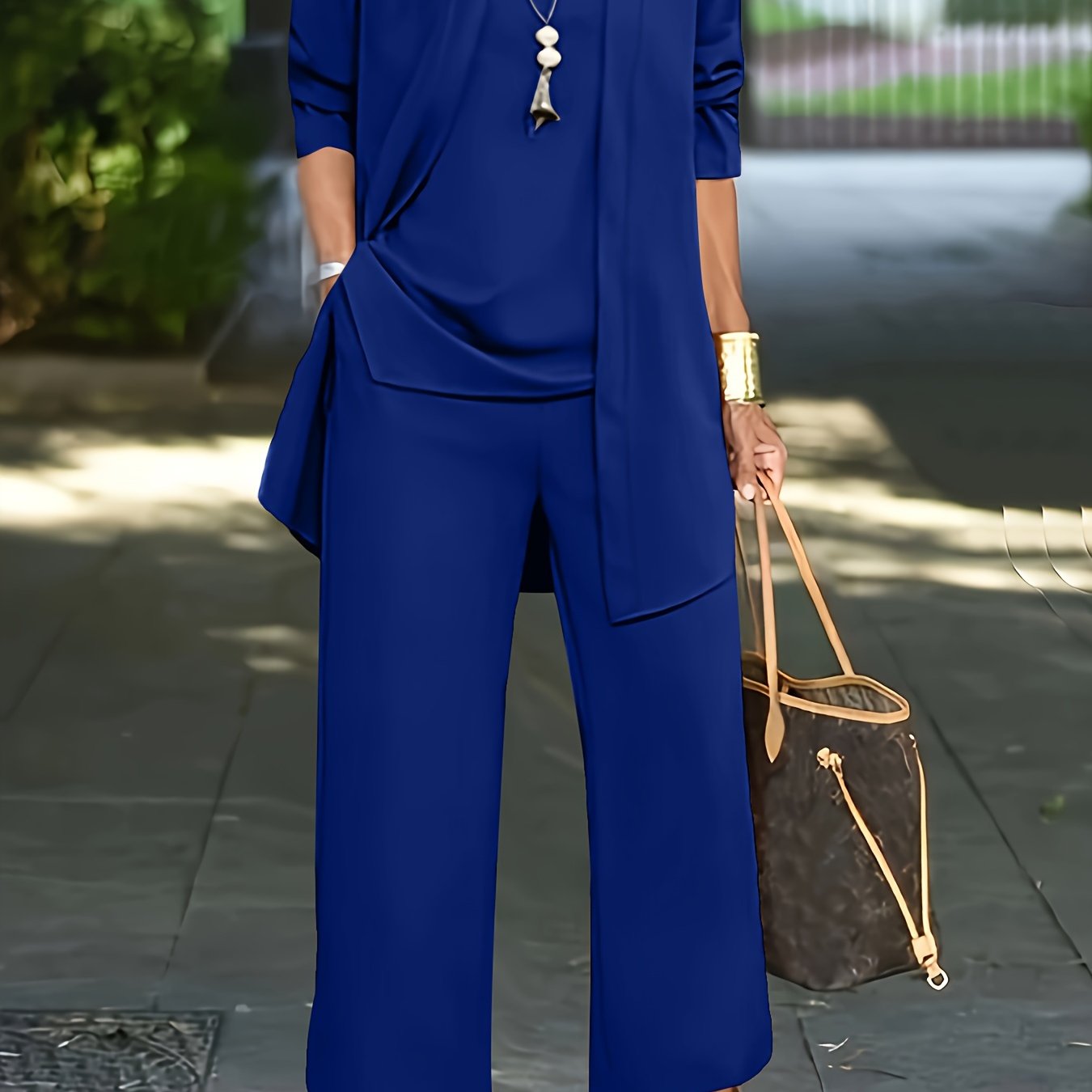 LOVECCR Casual Three-piece Solid Set, Long Sleeve Cardigan & Top & Long Pants Outfits, Women's Clothing