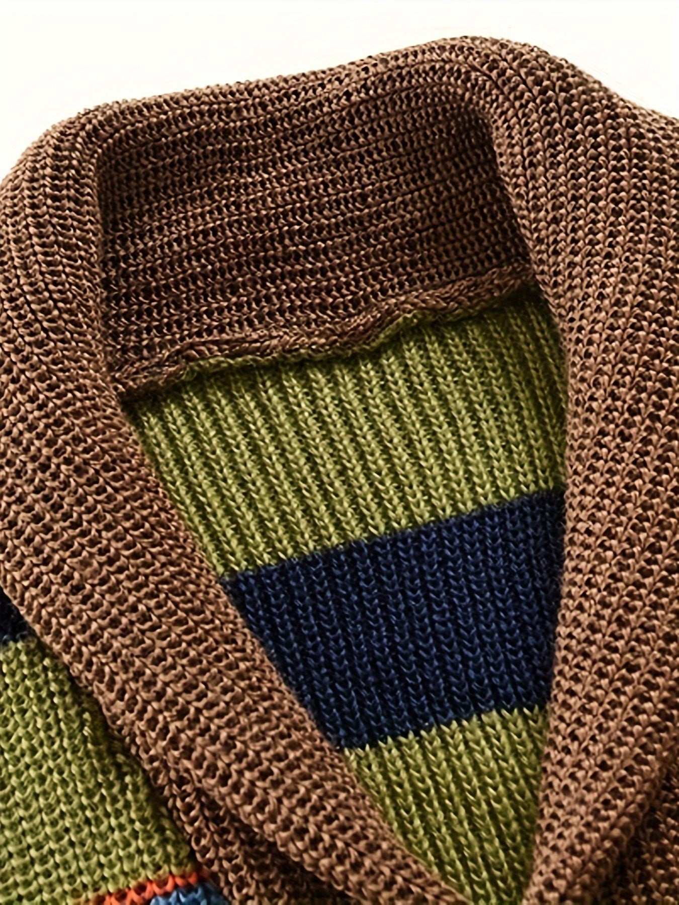 Plus Size Men's Stylish Contrast Color Knit Cardigan Sweater for Spring, Fall, and Winter - Soft, Cozy, and Versatile - Perfect for Casual Daily Wear, Outdoor Activities, and Layering Under Jackets