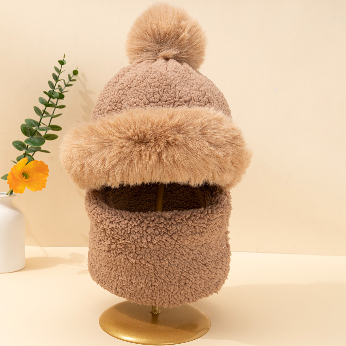 Kids Plush Thickening Cute Warm Hat Scarf Autumn And Winter