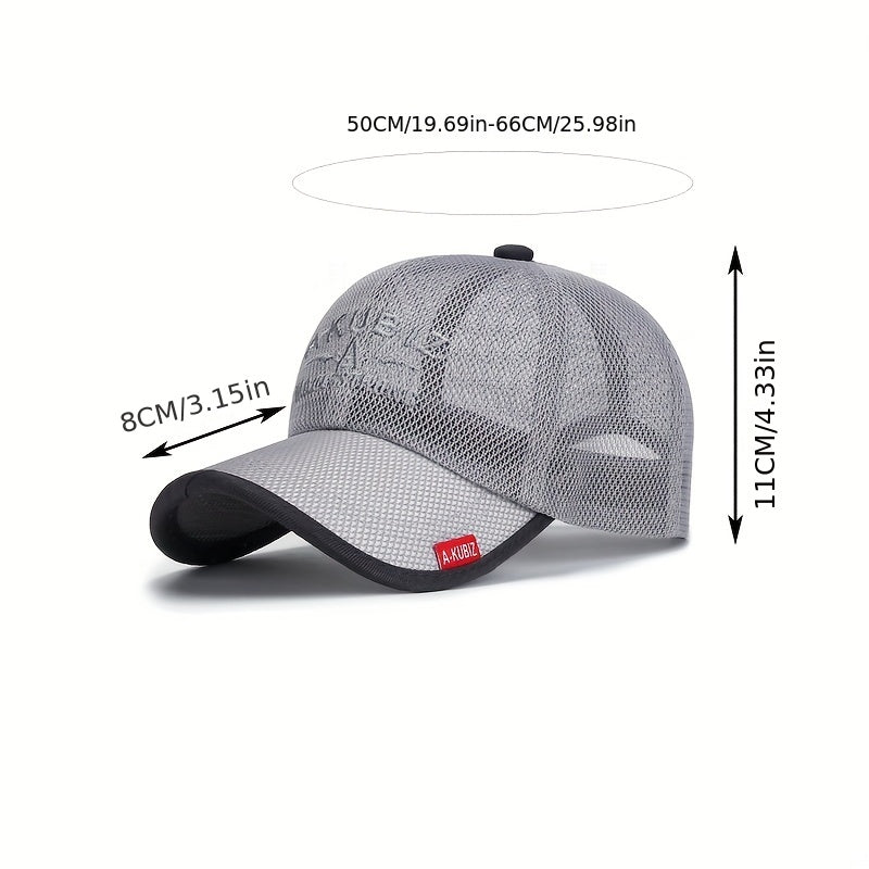 Men's Fashion Breathable Letter Mesh Baseball Cap, Outdoor Fishing Cap, Sun Hat