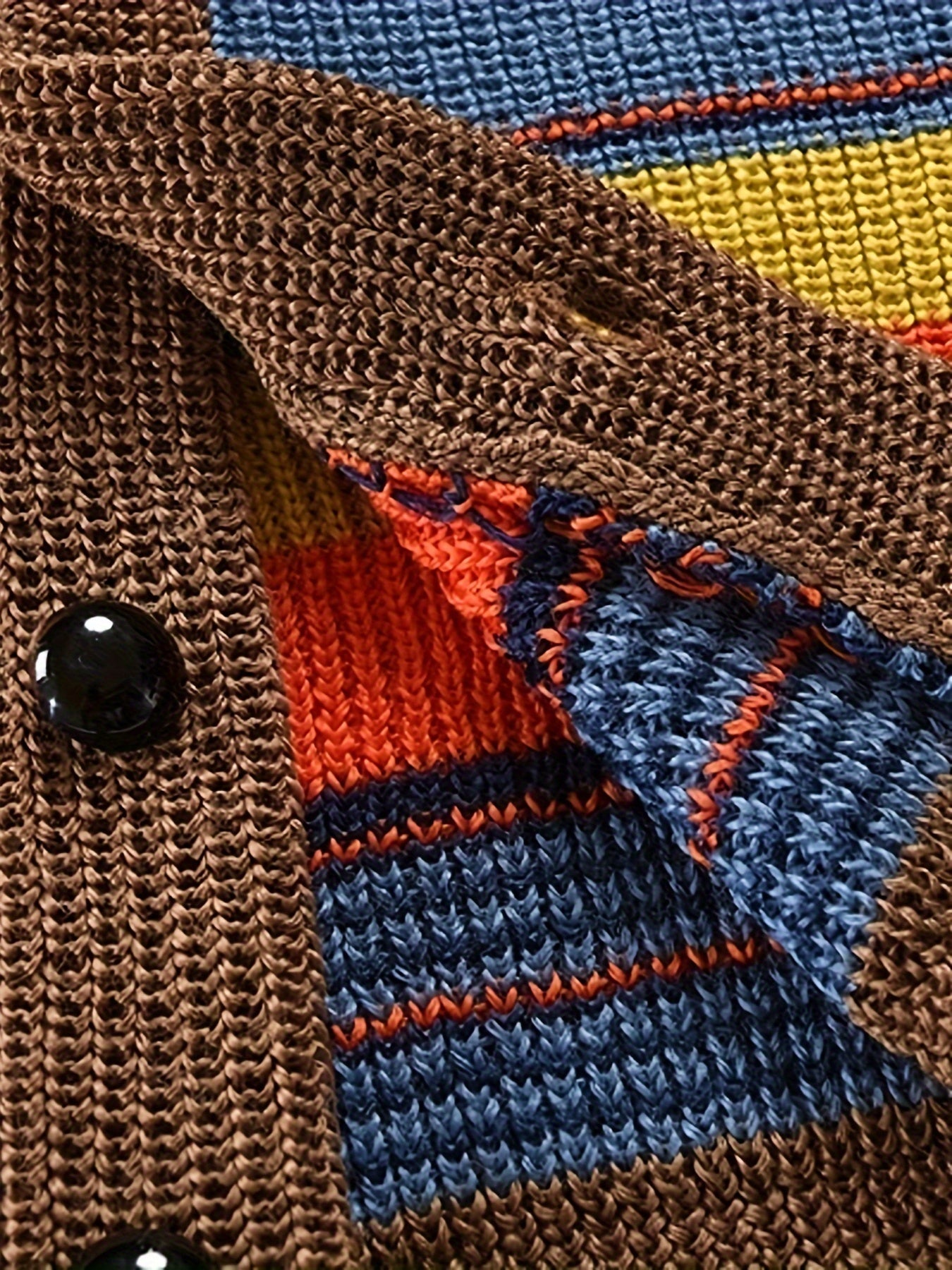 Plus Size Men's Stylish Contrast Color Knit Cardigan Sweater for Spring, Fall, and Winter - Soft, Cozy, and Versatile - Perfect for Casual Daily Wear, Outdoor Activities, and Layering Under Jackets