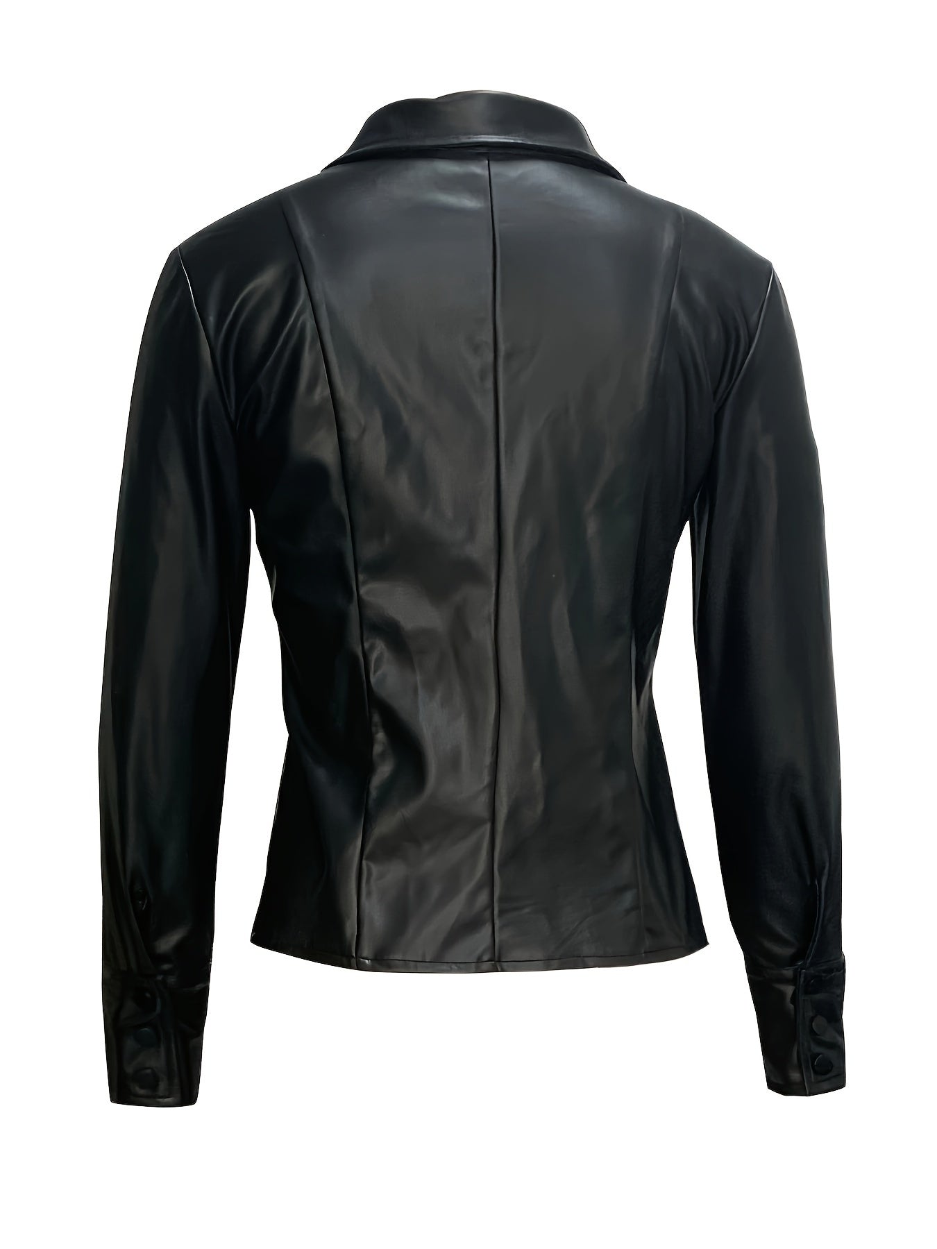 Stylish Faux Leather Long Sleeve Jacket - Casual Jackets for Women with Button Front, Perfect for Spring and Fall Seasons - Water-Resistant, Soft and Comfortable