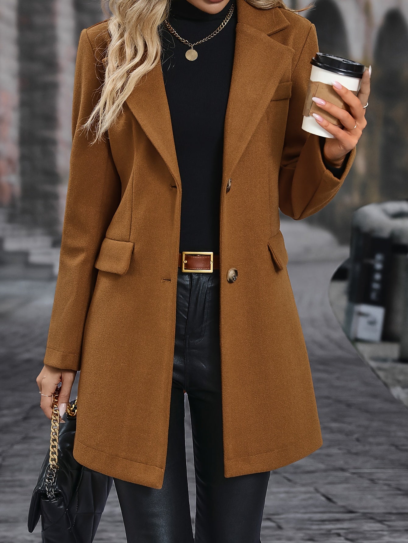 Luxurious Faux Fur Solid Single Breasted Jacket - Women's Elegant Long Sleeve Winter Coat - Soft, Warm, and Chic Outerwear for Fall and Winter Seasons