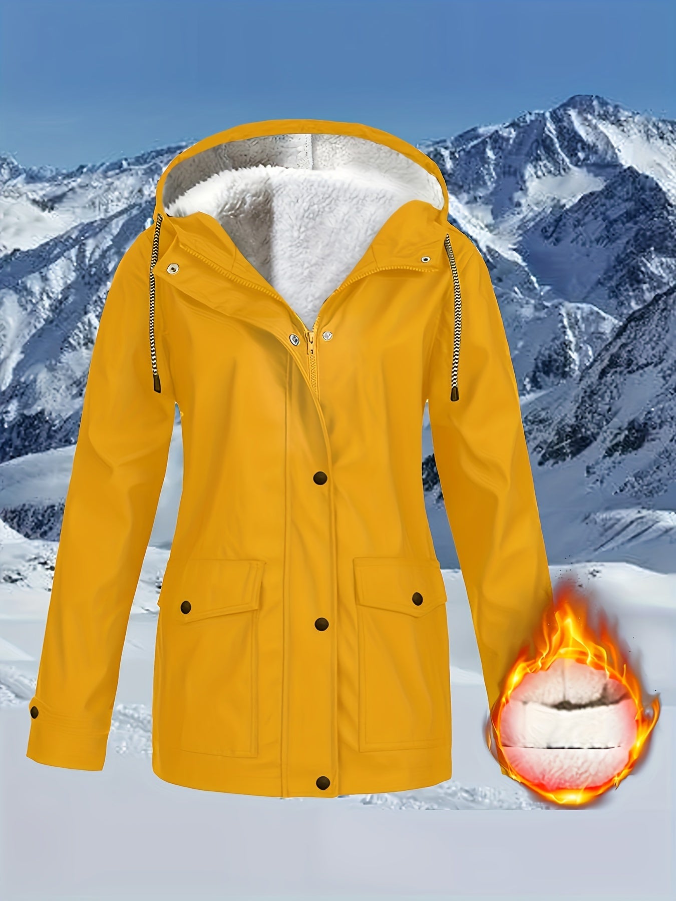 Cozy Faux Fur Lined Windbreaker Jacket - Trench Coats with Flap Pockets, Long Sleeve, Zip-up, Casual, Warm, and Water Resistant - Perfect for Outdoor Activities and Daily Wear