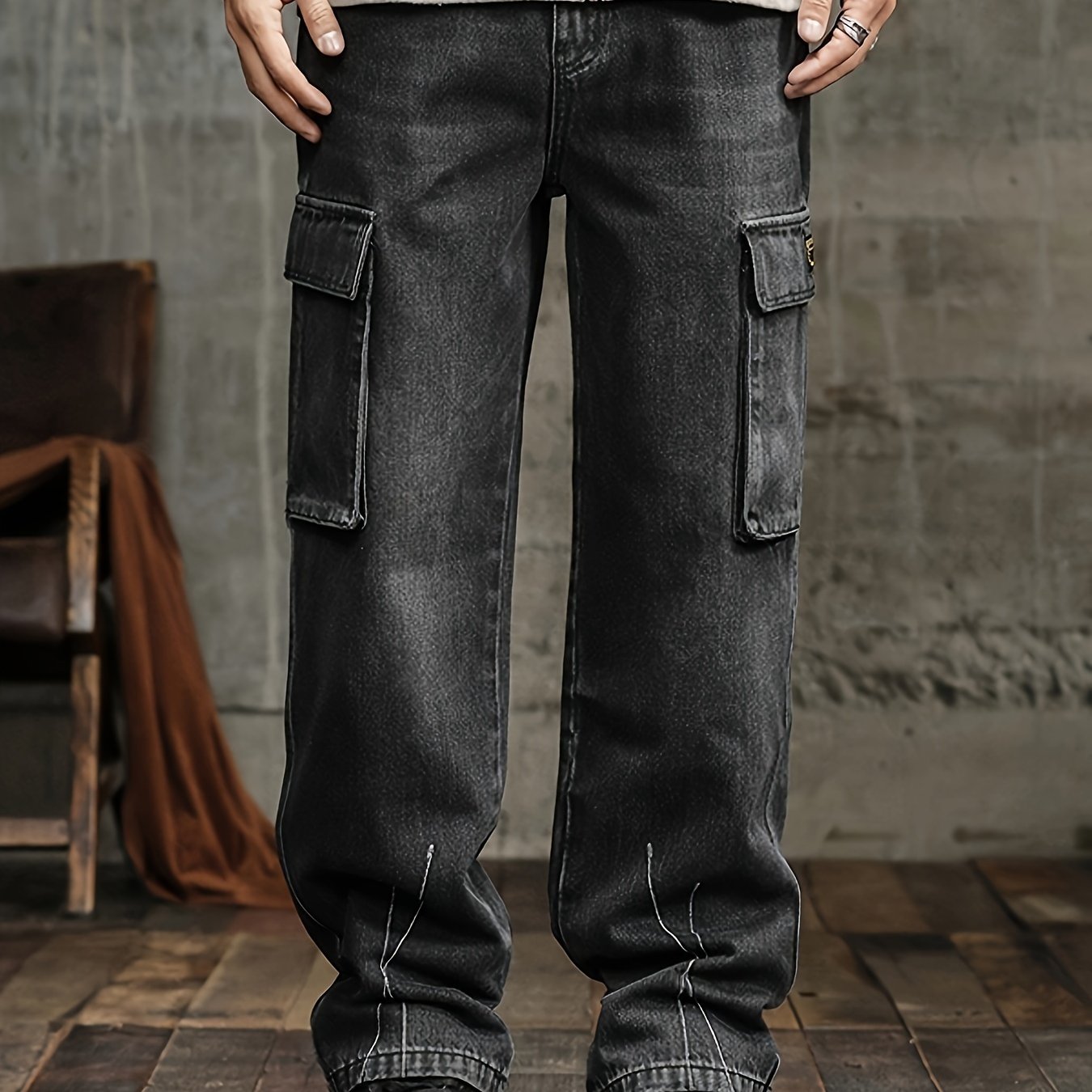 Relaxed Fit Multi-Pocket Denim Jeans - Soft Cotton Blend, Breathable, Comfortable, Versatile Pants for Outdoor Activities, Casual Wear, and Everyday Use