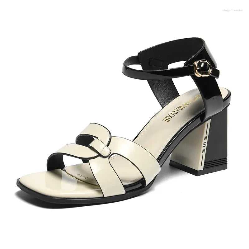 Dress Shoes Brand High Heels Buckle With Thick Heel Peep Toe Sandals Retro Women Summer Waterproof Fashion Women's Occupation